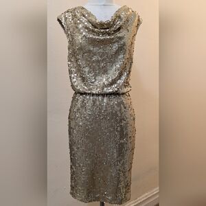 Eliza J Gold Sequins Cowl Neck Dress Size 2